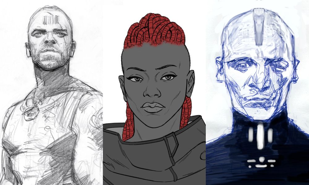 2150 - character concepts for Deakins, ReDro and The Warden