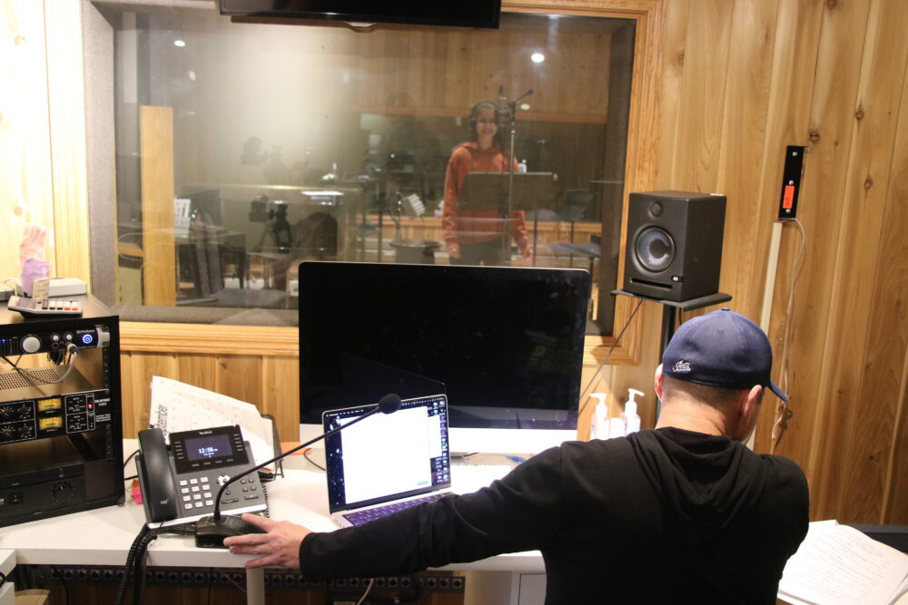 Director Dennis Jackson conducts a recording session for 'Chums' [ph: Leif Kaldor]