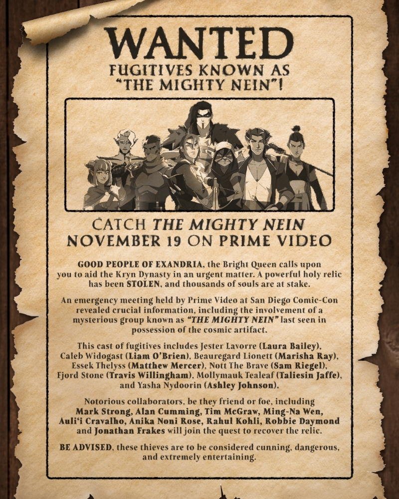 Mighty nein wanted poster press release