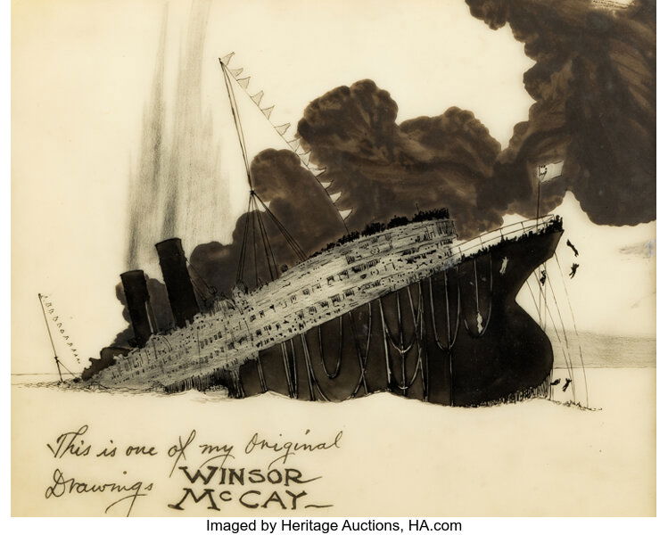 'The Sinking of the Lusitania' Original Production Cel (Winsor McCay, 1918)