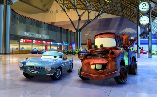 CARS 2 "CARS 2" (L-R) Finn McMissile (voice by Michael Caine), Mater (voice by Larry the Cable Guy) ©Disney/Pixar. All Rights Reserved.