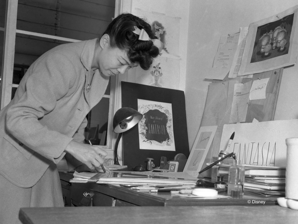 Artist and prolific children’s book creator Gyo Fujikawa working on Fantasia (1939).