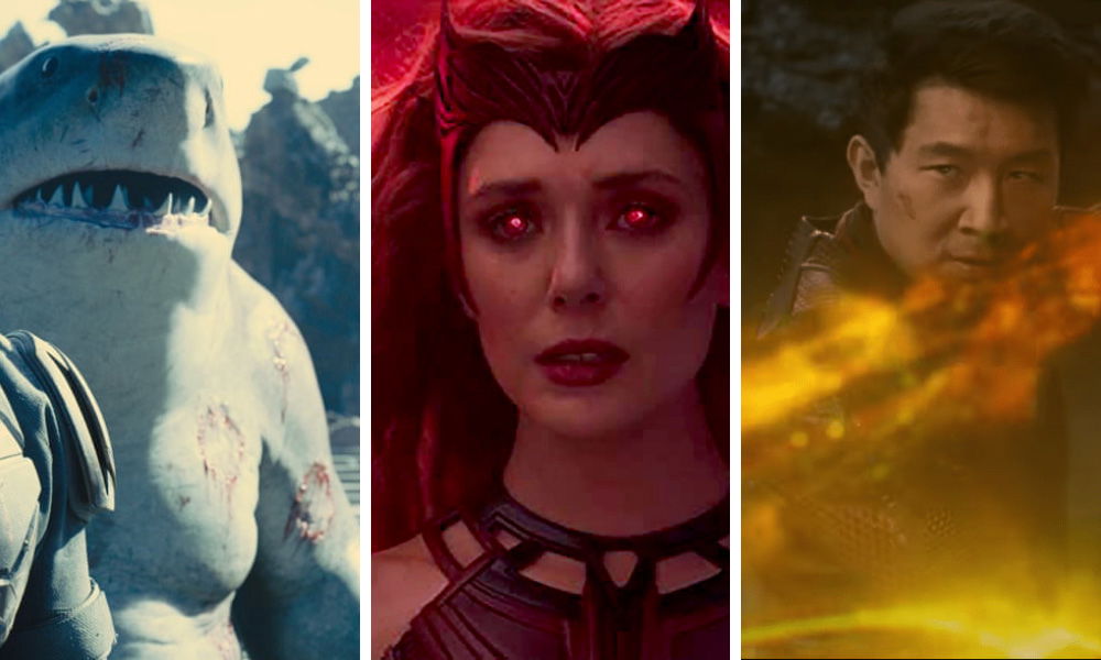 L-R: The Suicide Squad, WandaVision, Shang-Chi and the Legend of the Ten Rings