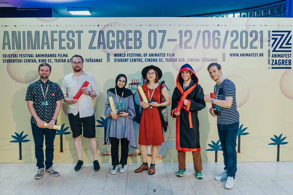 L-R: Marek Naprstek, Balint Farkas Gelley, Mahboobeh Kalaee, Lucija Mrzljak, Pablo Ballarín and Ismaël Joffroy Chandoutis.